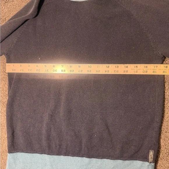 Armani Exchange Men's Dark and Light Blue Cotton Cashmere Blend Crewneck Sweater - Picture 6 of 7